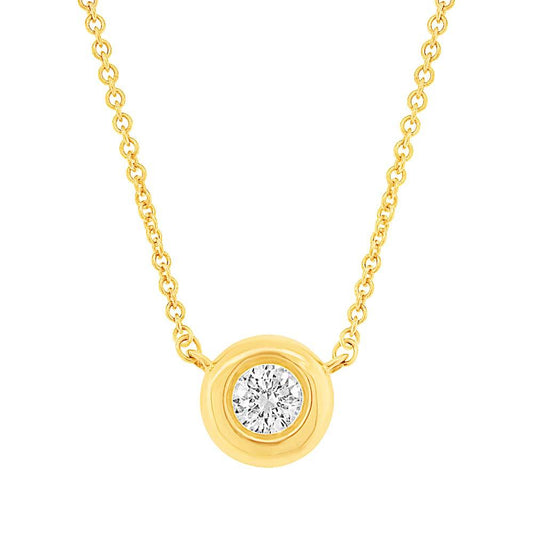 14k Yellow Gold Diamond Bezel Pendant - 0.11ct