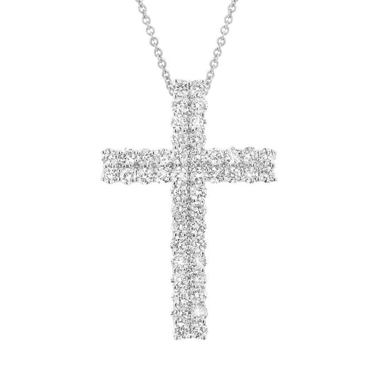18k White Gold Diamond Cross Pendant - 2.03ct