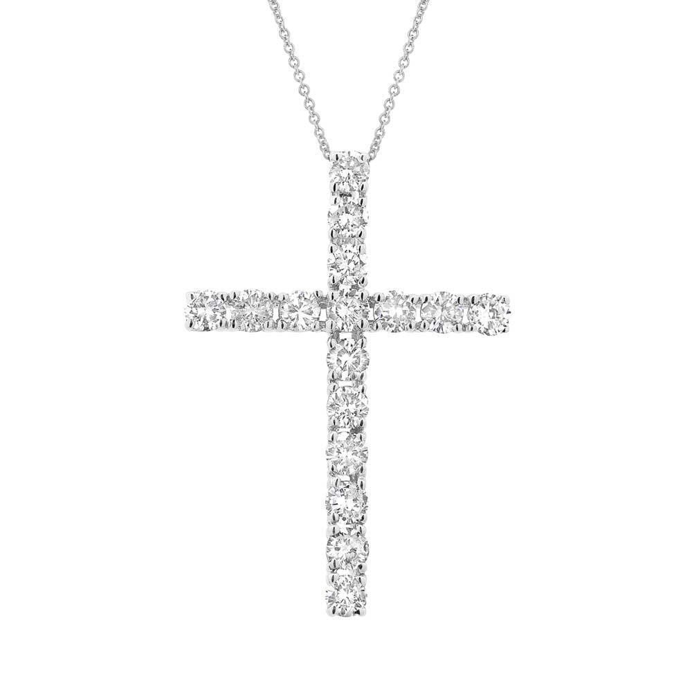 18k White Gold Diamond Cross Pendant - 1.18ct