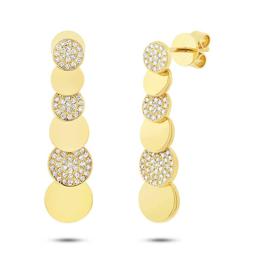 14k Yellow Gold Diamond Pave Earring - 0.29ct