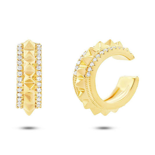 14k Yellow Gold Diamond Ear Cuff Earring - 0.13ct