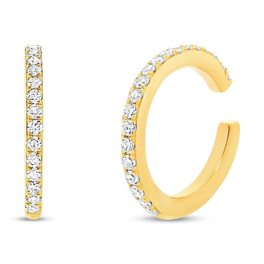 14k Yellow Gold Diamond Ear Cuff Earring - 0.12ct