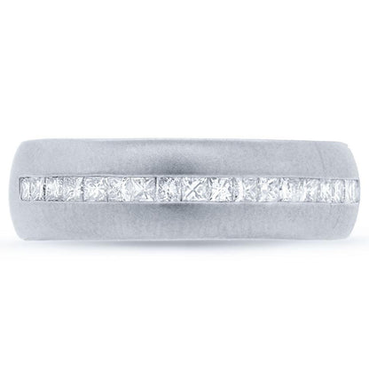 14k White Gold Diamond Princess Cut Men's Band - 0.58ct