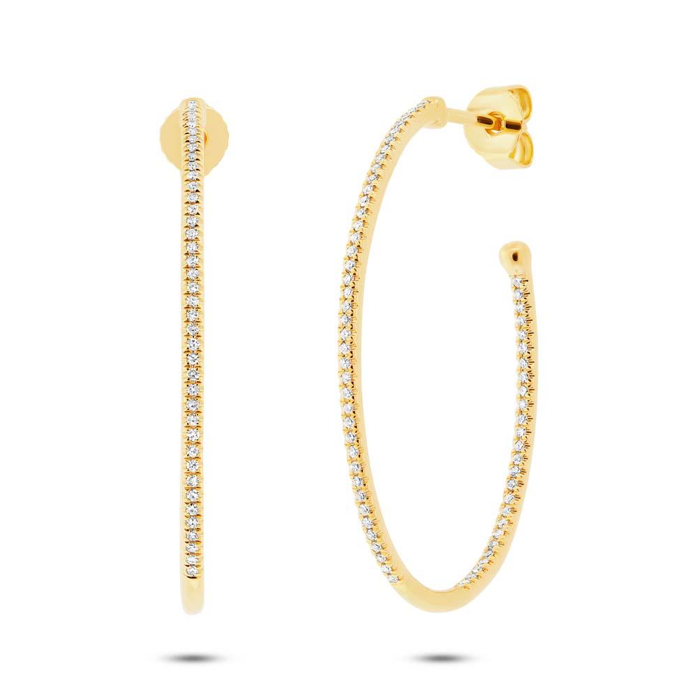 14k Yellow Gold Diamond Oval Hoop Earring - 0.35ct