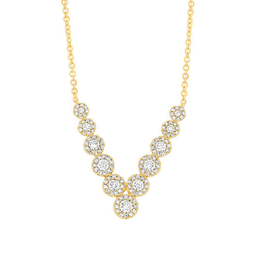14k Yellow Gold Diamond V Necklace - 0.70ct