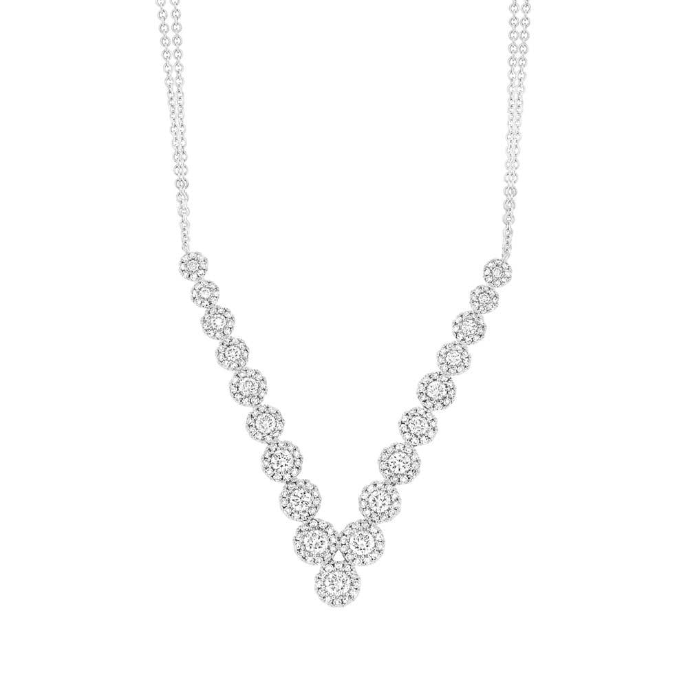 14k White Gold Diamond V Necklace - 1.32ct V0057