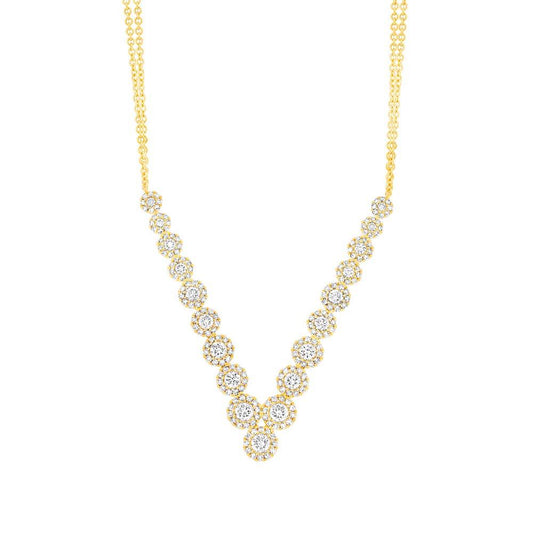 14k Yellow Gold Diamond V Necklace - 1.32ct