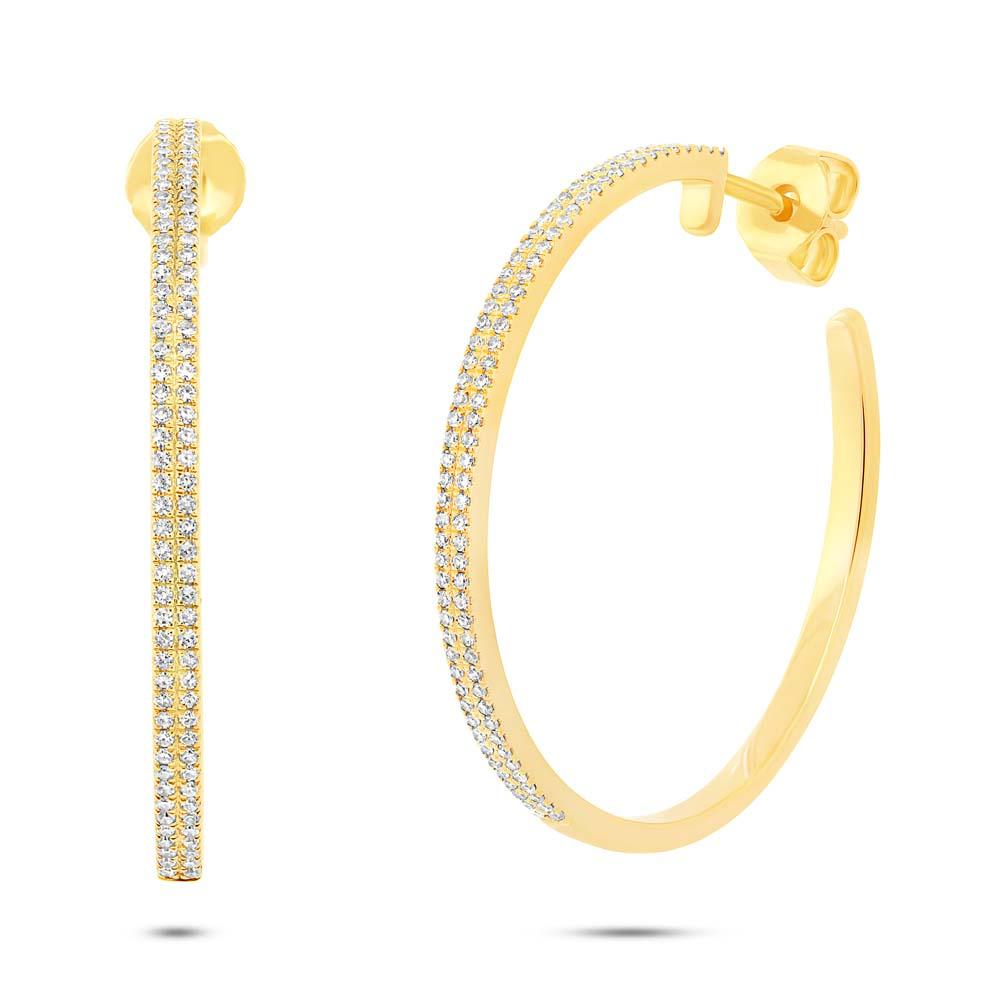 14k Yellow Gold Diamond Hoop Earring - 0.39ct