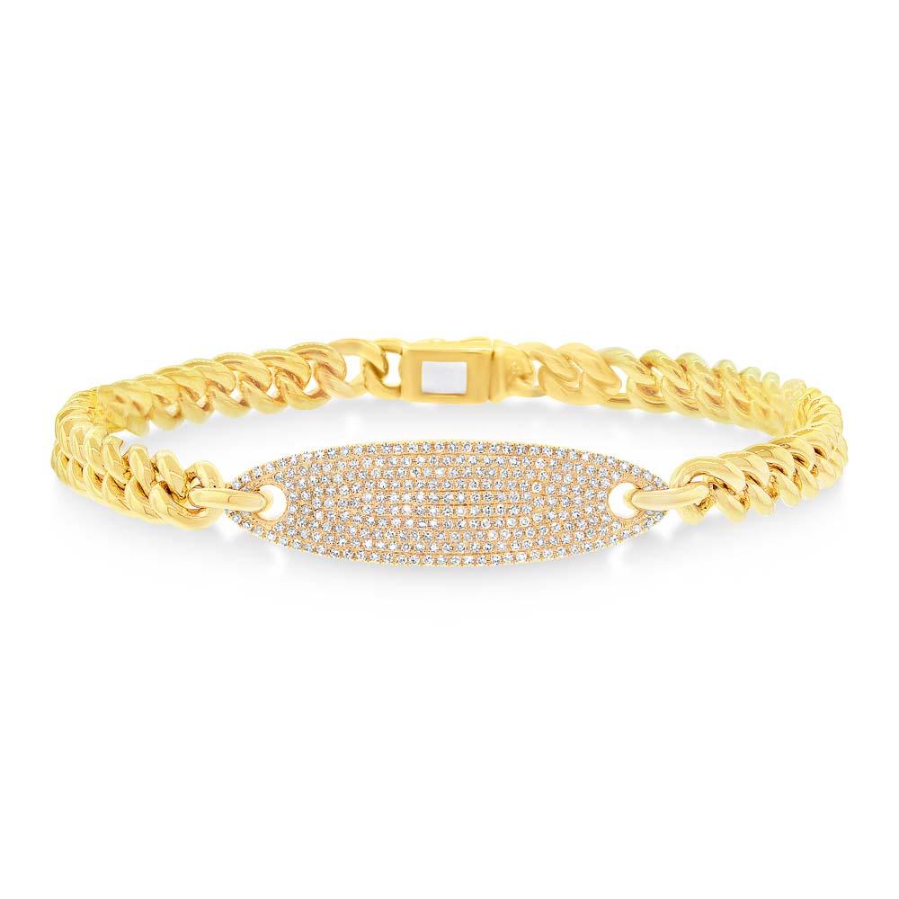 14k Yellow Gold Diamond Pave Chain Bracelet - 0.56ct