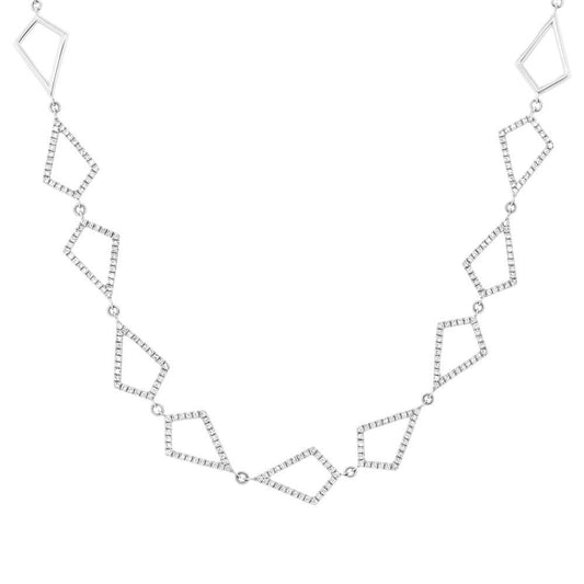 14k Unique White Gold Diamond Pave Choker Necklace - 0.56ct V0032