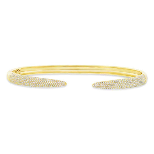 14k Yellow Gold Diamond Pave Bangle - 0.89ct