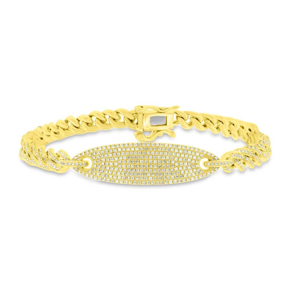 14k Yellow Gold Diamond Pave Chain Bracelet - 1.56ct