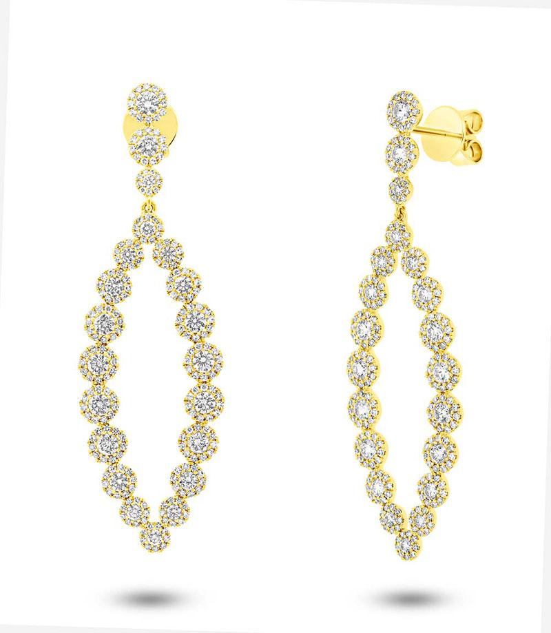 14k Yellow Gold Diamond Earring - 2.95ct