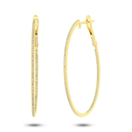 14k Yellow Gold Diamond Oval Hoop Earring - 0.44ct