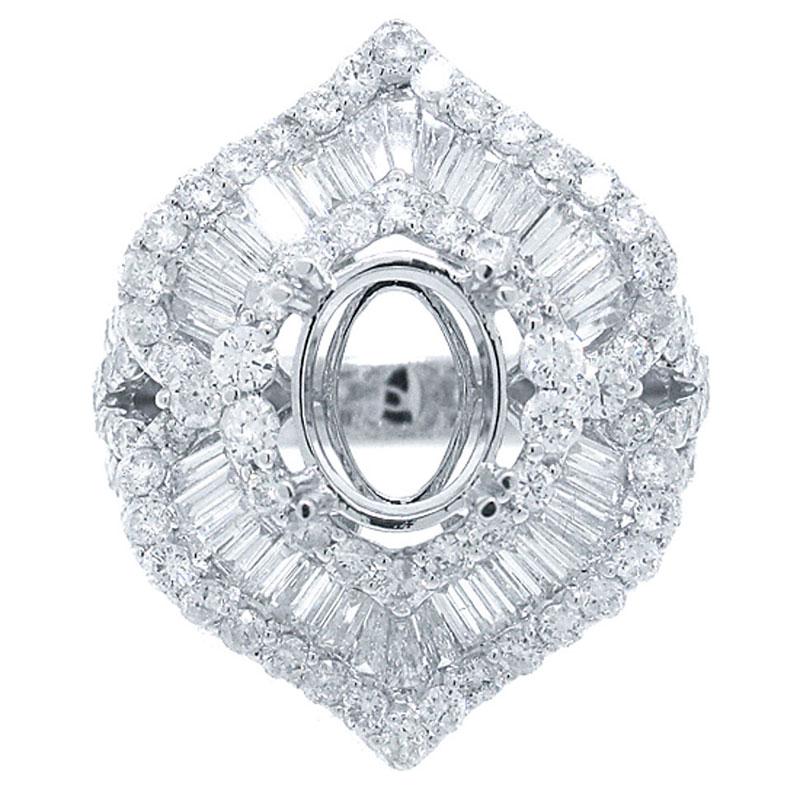 18k White Gold Diamond Semi-mount Ring Size 8 - 2.75ct