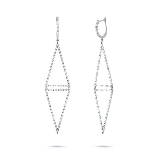14k White Gold Diamond Triangle Earring - 0.98ct