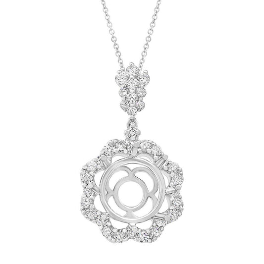 18k White Gold Diamond Semi-mount Pendant - 0.72ct