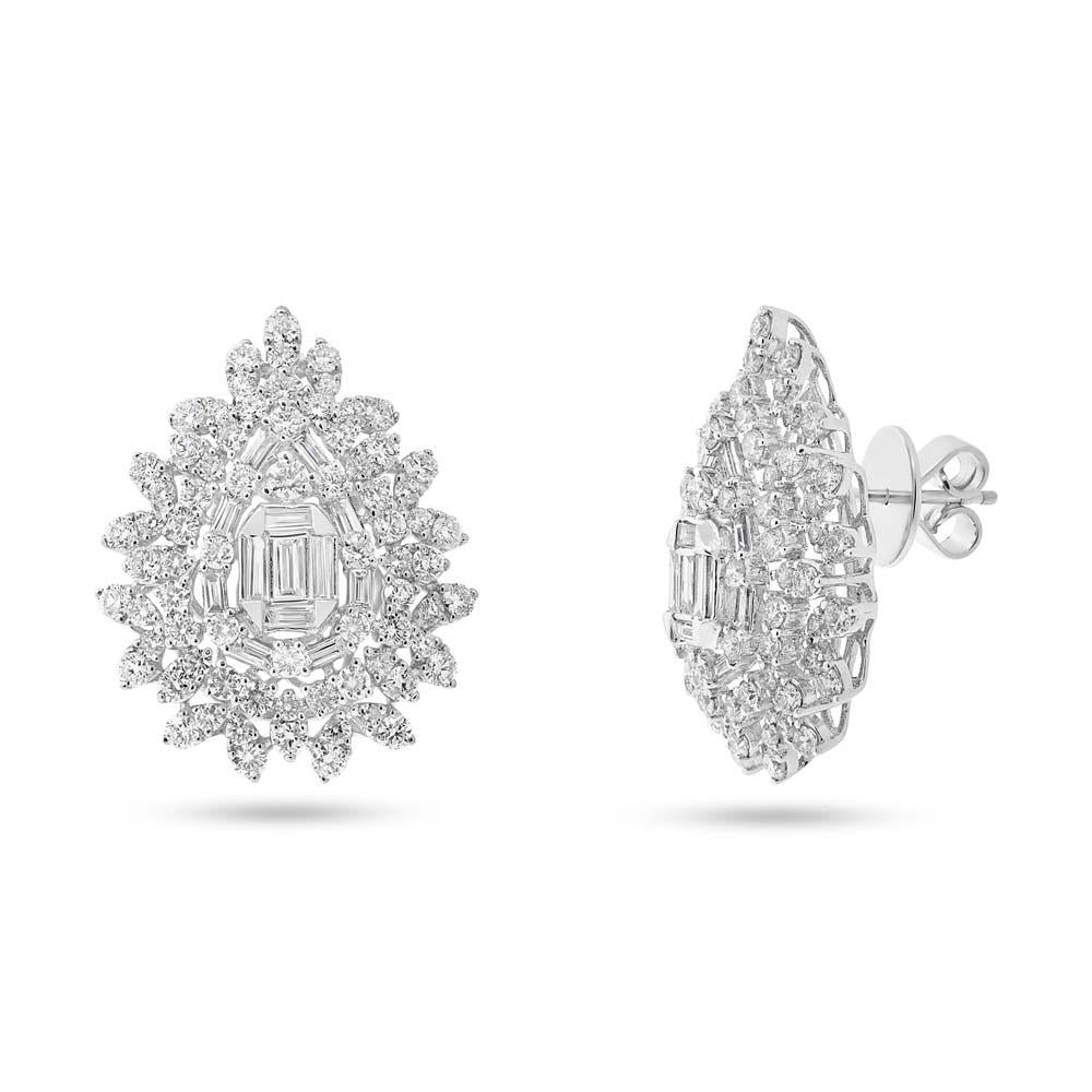 18k White Gold Diamond Earring - 4.09ct