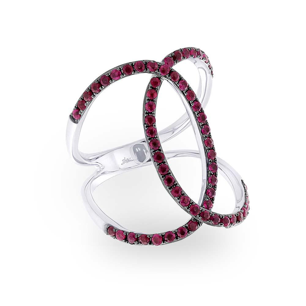 Ruby 14k White Gold Lady's Ring - 1.00ct