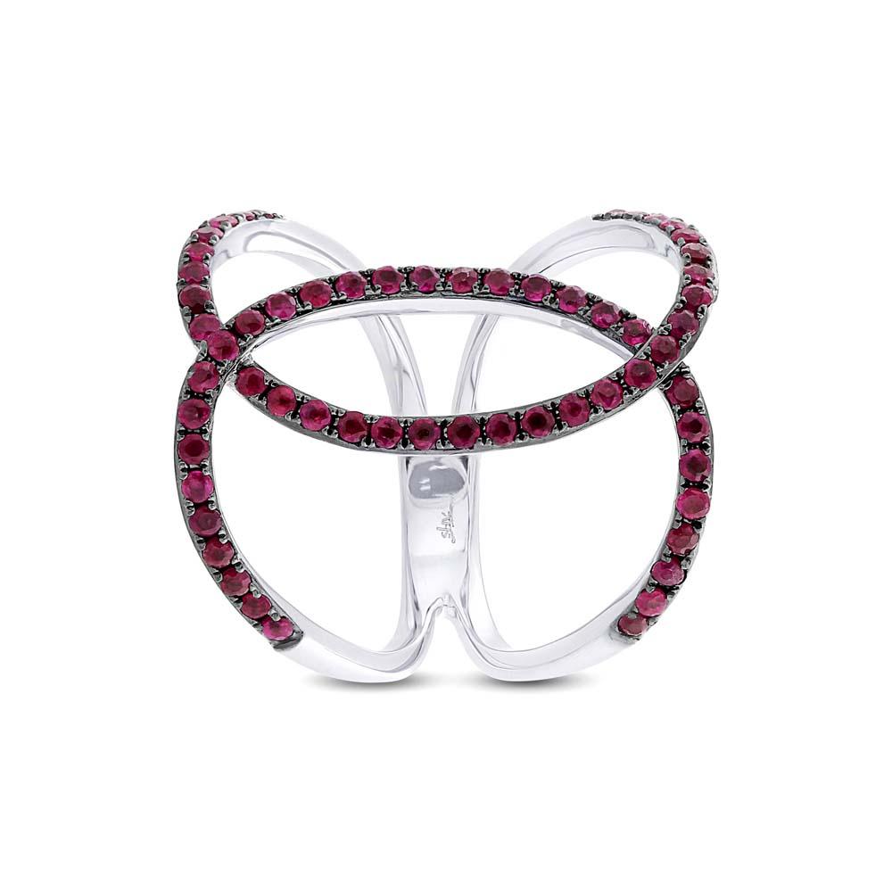 Ruby 14k White Gold Lady's Ring - 1.00ct