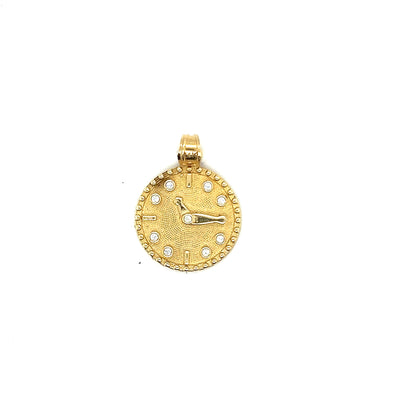 Yellow Gold Diamond Clock Pendant