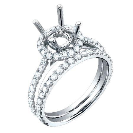 18k White Gold Diamond Semi-mount Ring 2-pc - 1.00ct
