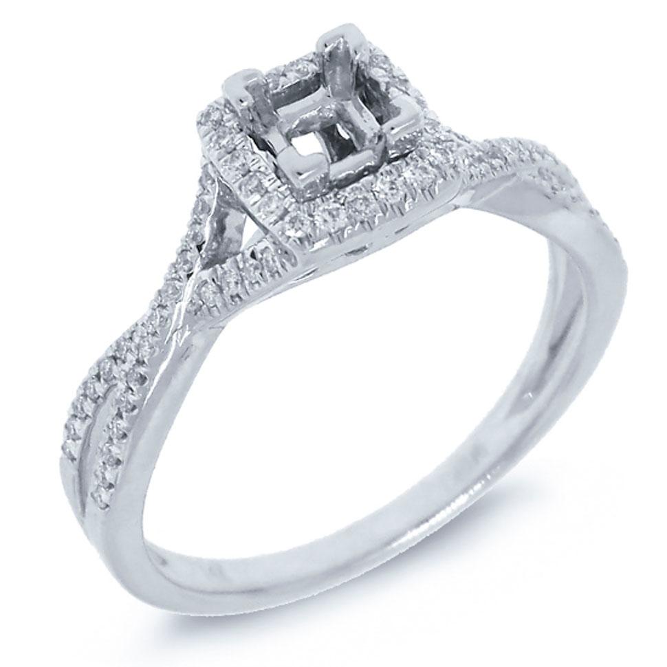 14k White Gold Diamond Semi-mount Ring - 0.18ct