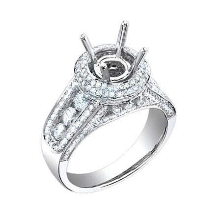 14k White Gold Diamond Semi-mount Ring - 1.50ct
