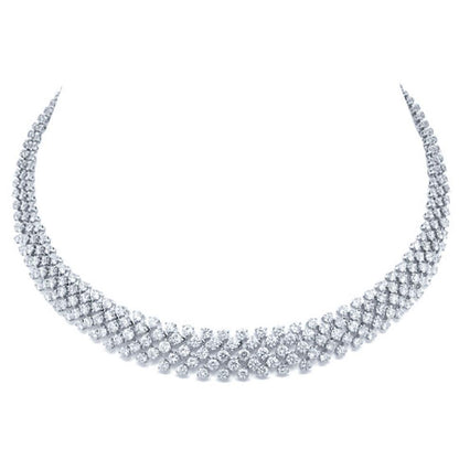 18k Classy White Gold Diamond Necklace - 25.68ct V0097