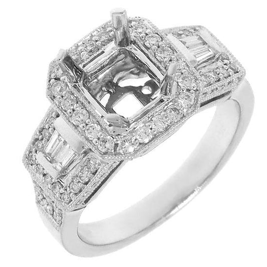 18k White Gold Diamond Semi-mount Ring - 0.85ct