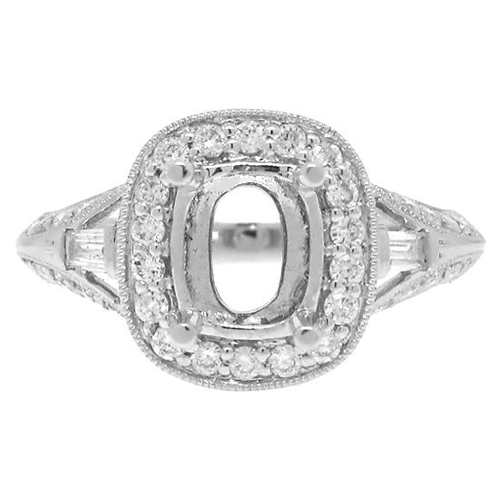 18k White Gold Diamond Semi-mount Ring - 0.74ct
