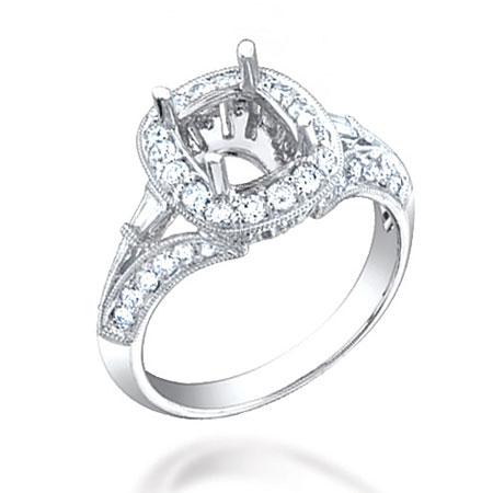 18k White Gold Diamond Semi-mount Ring - 0.74ct