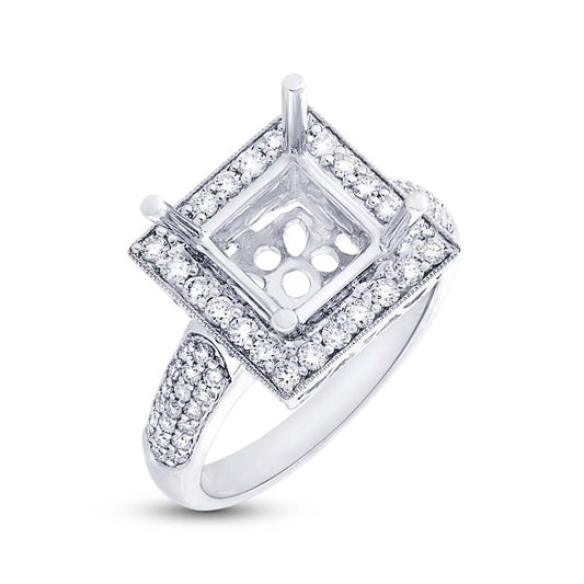 18k White Gold Diamond Semi-mount Ring - 0.65ct