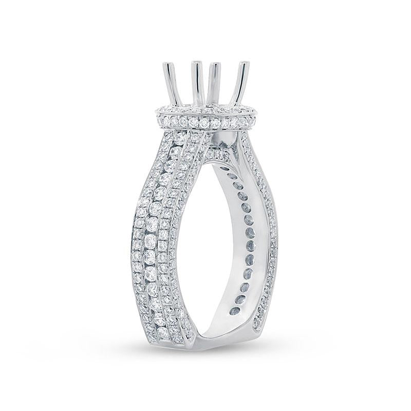 18k White Gold Diamond Semi-mount Ring for 1.00ct Center Size 7 - 1.60ct