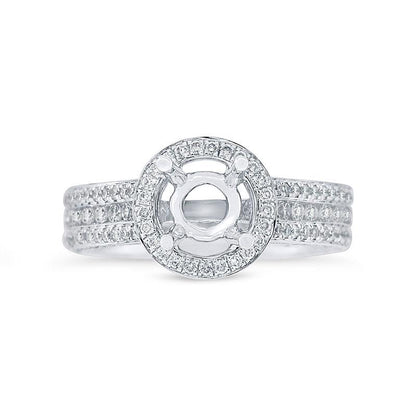 18k White Gold Diamond Semi-mount Ring for 1.00ct Center Size 7 - 1.60ct