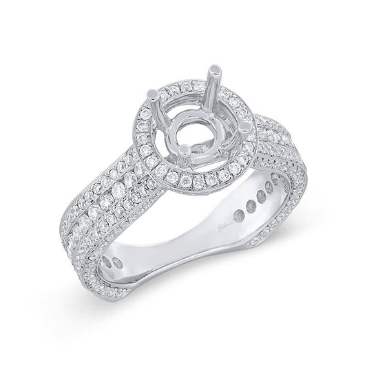 18k White Gold Diamond Semi-mount Ring for 1.00ct Center Size 7 - 1.60ct