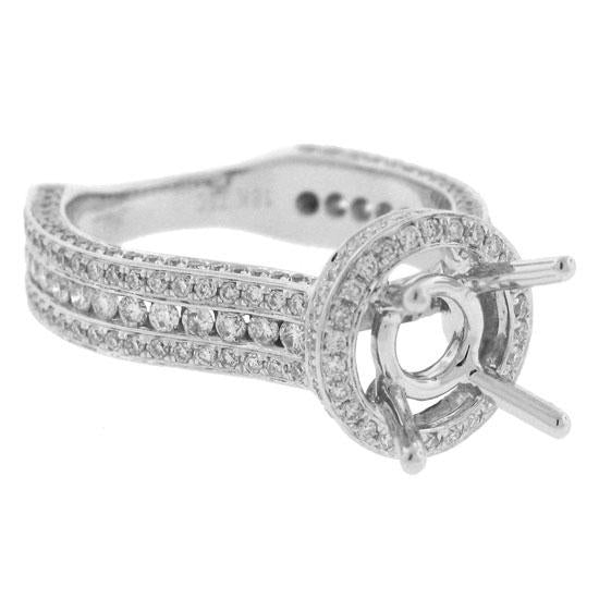 18k White Gold Diamond Semi-mount Ring Size 6 - 1.60ct
