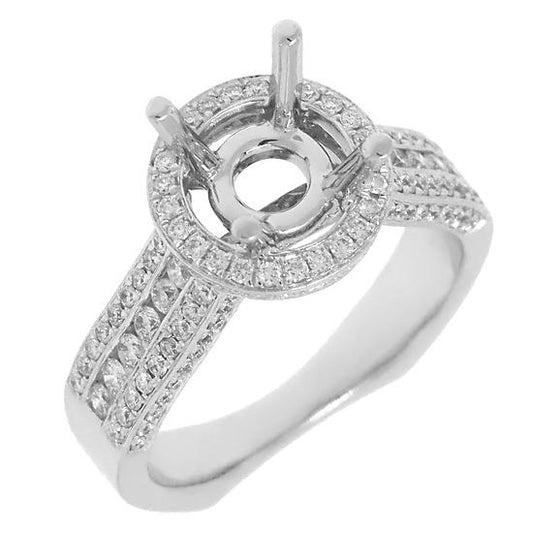 14k White Gold Diamond Semi-mount Ring Size 6.5 - 0.66ct