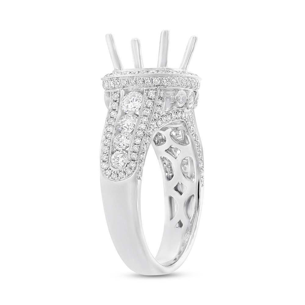 18k White Diamond Semi-mount Ring for 3.00ct Center - 1.54ct