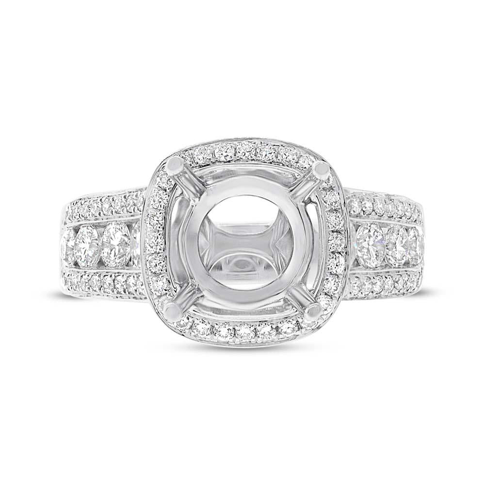 18k White Diamond Semi-mount Ring for 3.00ct Center - 1.54ct