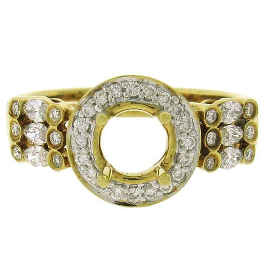 18k Yellow Gold Diamond Semi-mount Ring - 0.65ct