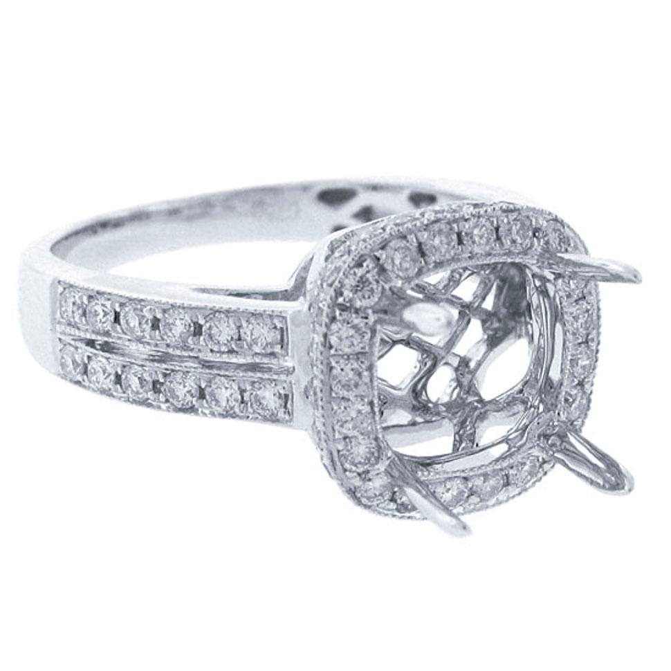 18k White Gold Diamond Semi-mount Ring - 0.80ct