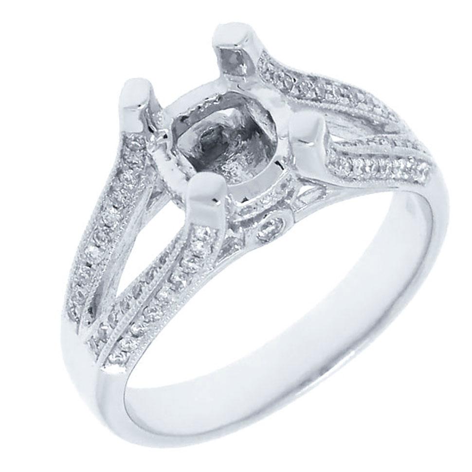 18k White Gold Diamond Semi-mount Ring - 0.35ct