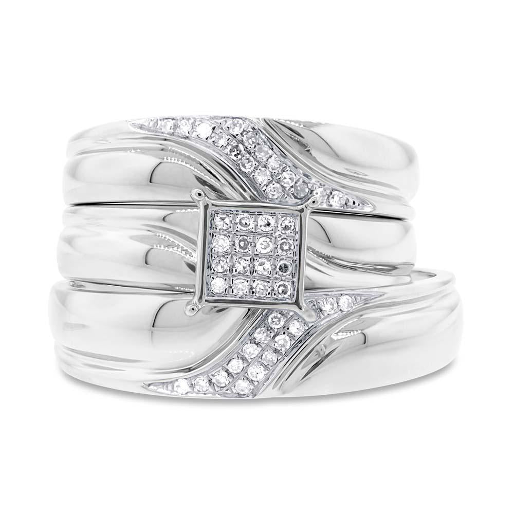 14k White Gold Diamond Trio Set Pave - 0.17ct