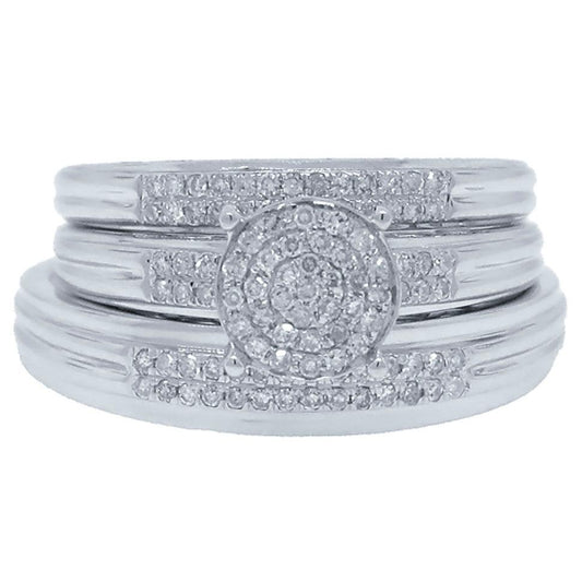 14k White Gold Diamond Trio Set Pave - 0.34ct
