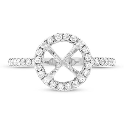 14k White Gold Diamond Semi-mount Ring for 1.50ct Center - 0.36ct