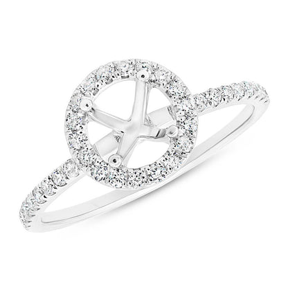 14k White Gold Diamond Semi-mount Ring for 1.50ct Center - 0.36ct