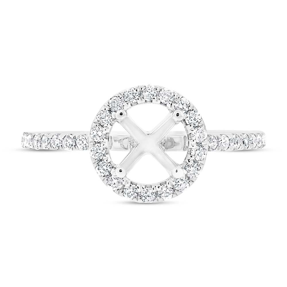 14k White Gold Diamond Semi-mount Ring for 1.50ct Center - 0.36ct