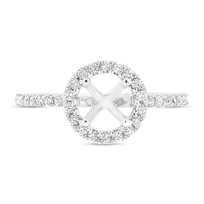 14k White Gold Diamond Semi-mount Ring for 1.50ct Center - 0.36ct