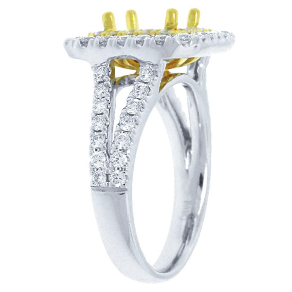18k Two-tone Gold Diamond Semi-mount Ring - 1.01ct